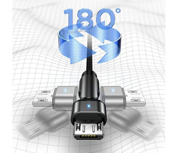 USAMS Kabel pleciony obrotowy U60 2A microUSB czarny - 1569082 - zdjęcie 4